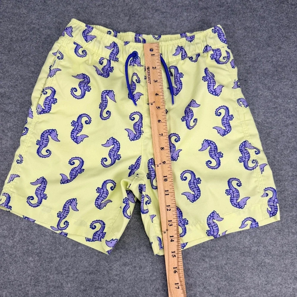 Gap Kids Surf Boys Swim Trunk Size L 10 Yellow Purple Seahorse Print Board Short
